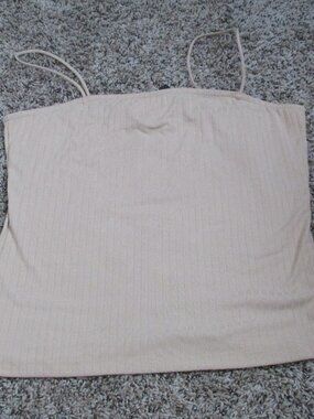 Rue21 Crop Top Pullover Belly Spaghetti Strap Tank Top Shirt Womens XL Beige Tan